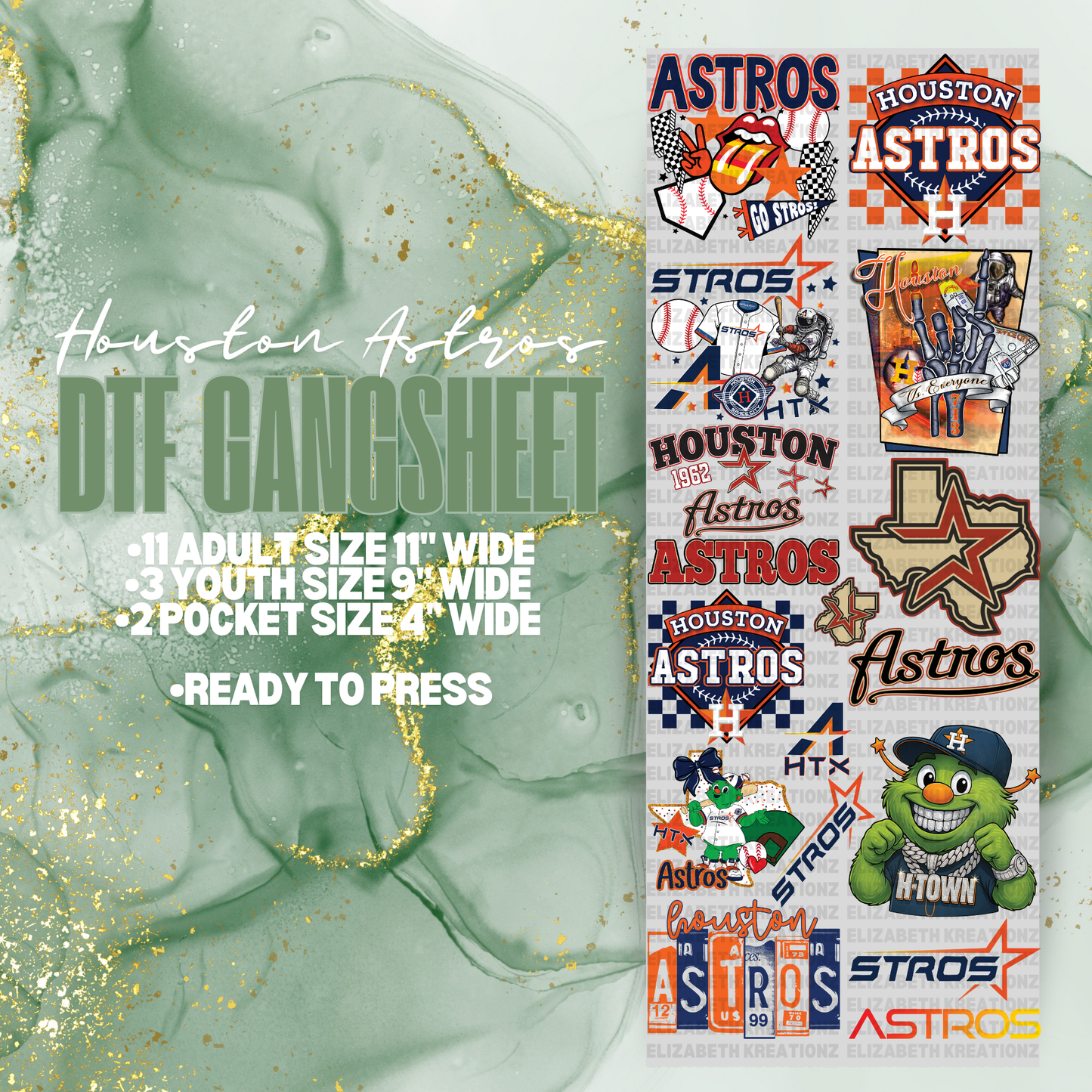 HOUSTON BASEBALL PREMADE GANGSHEET