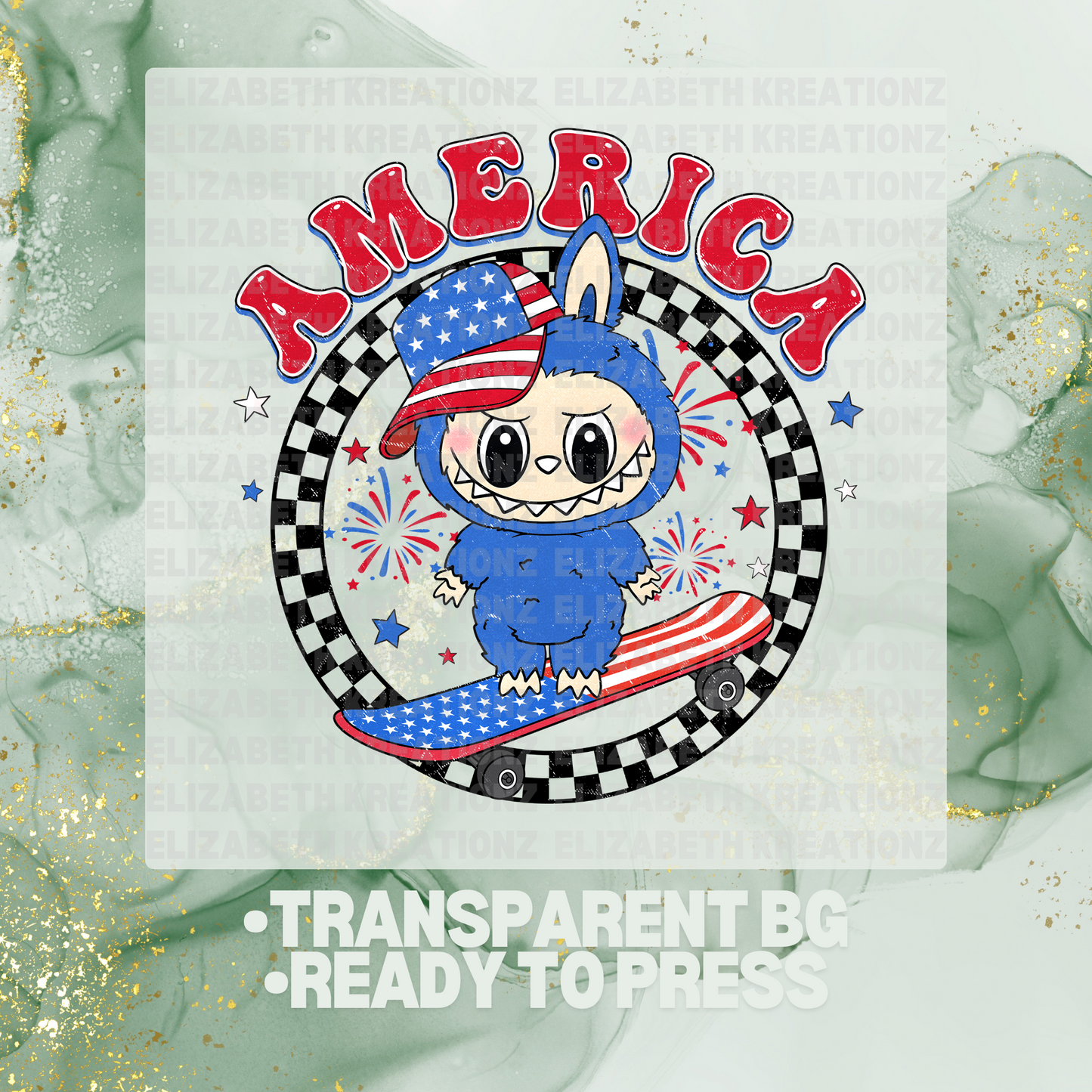 AMERICA SKATEBOARD DTF TRANSFER