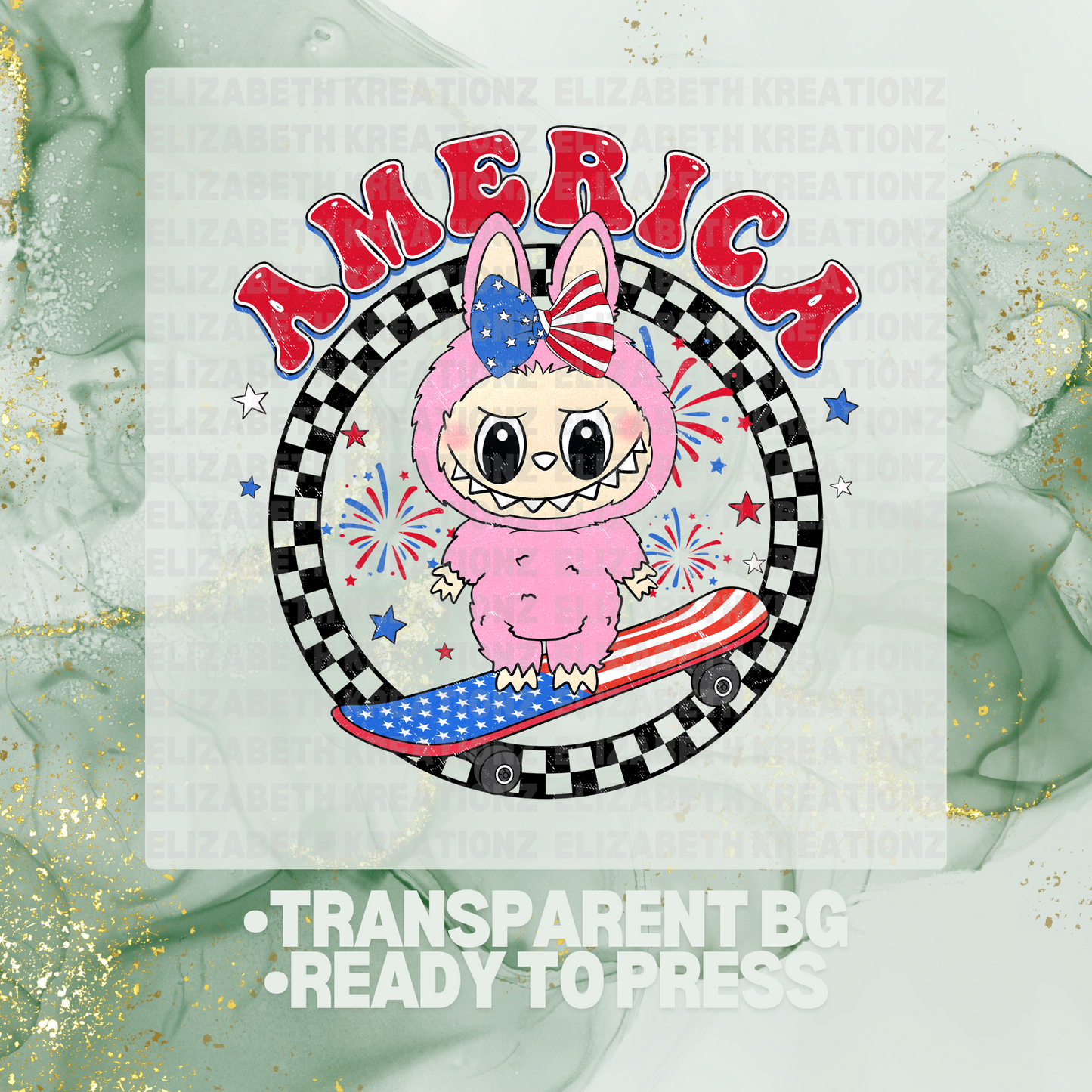 AMERICA SKATEBOARD DTF TRANSFER