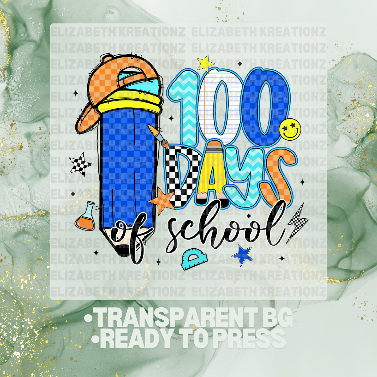 100 DAYS OF SCHOOL BLUE DTF TRANSFER