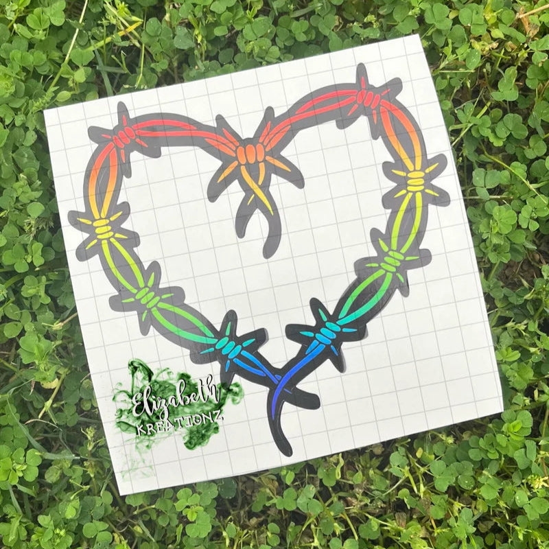 RAINBOW HEART CAR DECAL