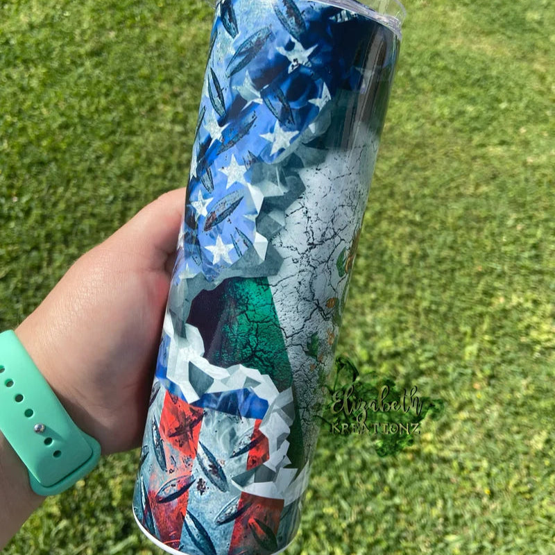 MEXICAN AMERICAN FLAG TUMBLER
