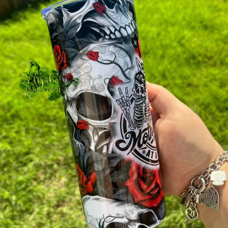 MOTHERHOOD SKULL ROSE TUMBLER