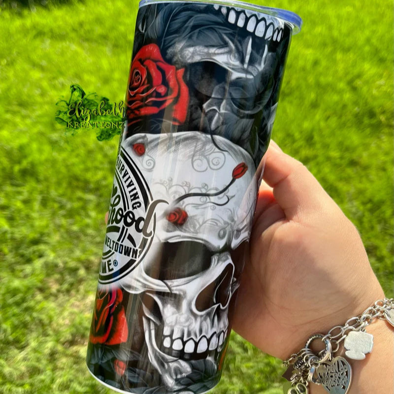 MOTHERHOOD SKULL ROSE TUMBLER