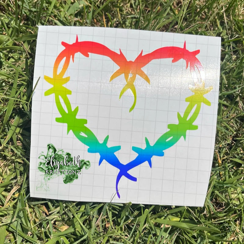 RAINBOW HEART CAR DECAL