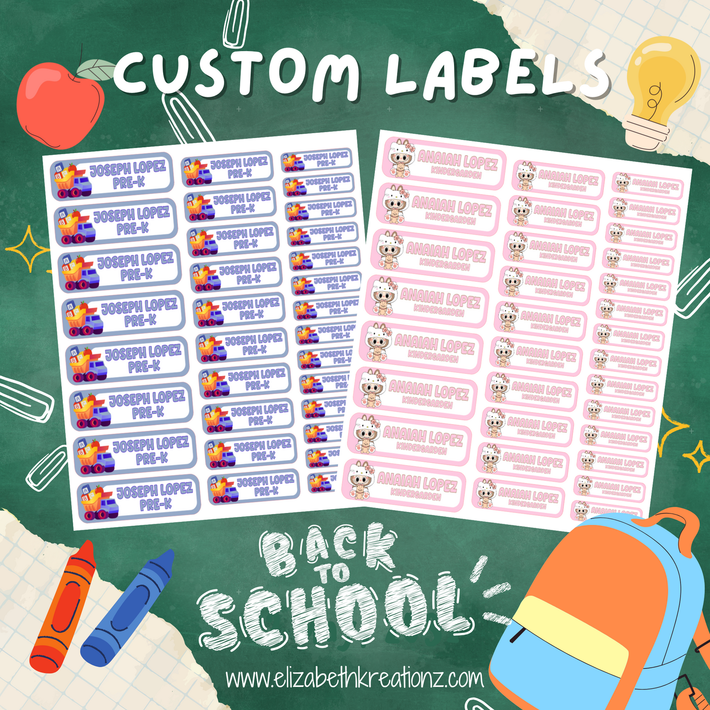 CUSTOM SCHOOL LABELS