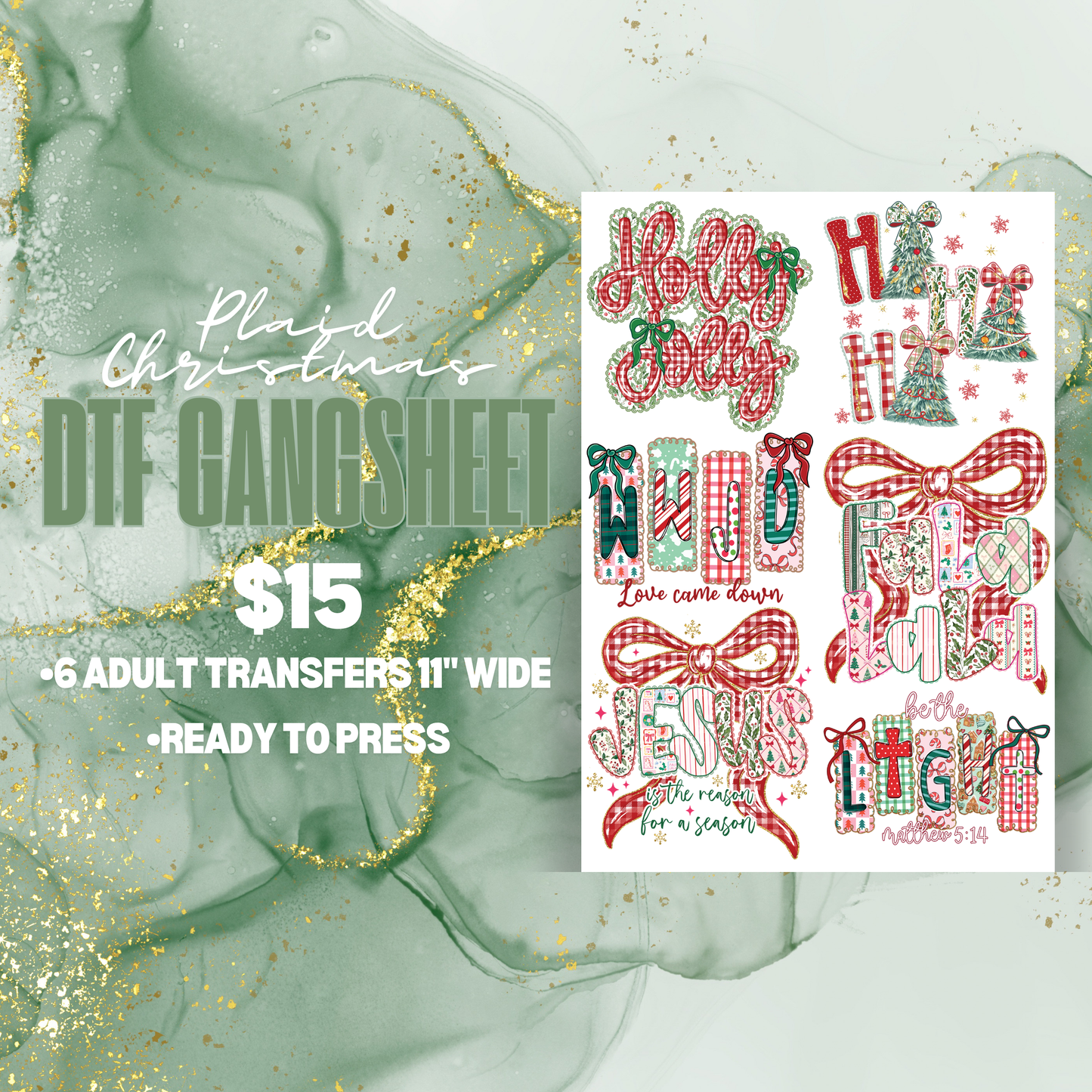 PLAID CHRISTMAS PREMADE GANGSHEET