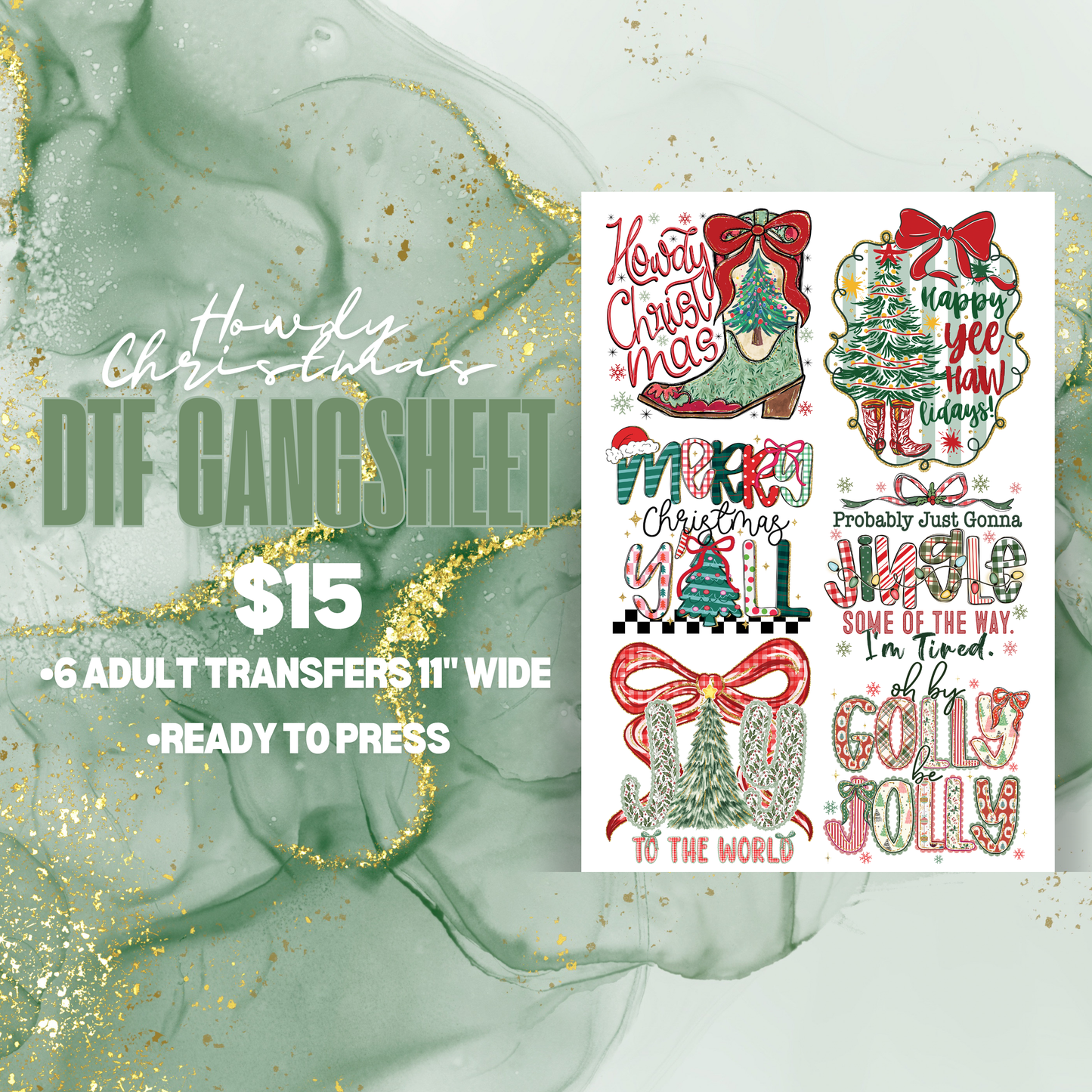 HOWDY CHRISTMAS PREMADE GANGSHEET