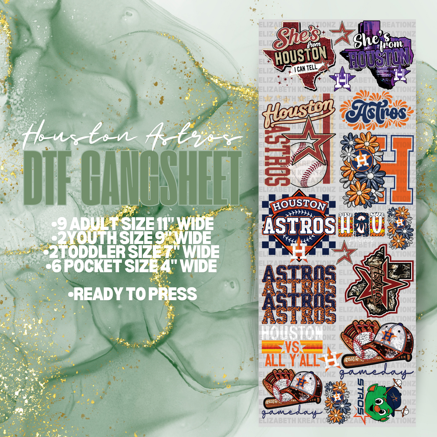 HOUSTON BASEBALL1 PREMADE GANGSHEET