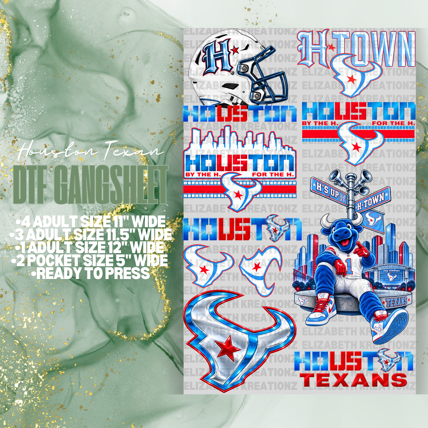 HOUSTON FOOTBALL PREMADE GANGSHEET