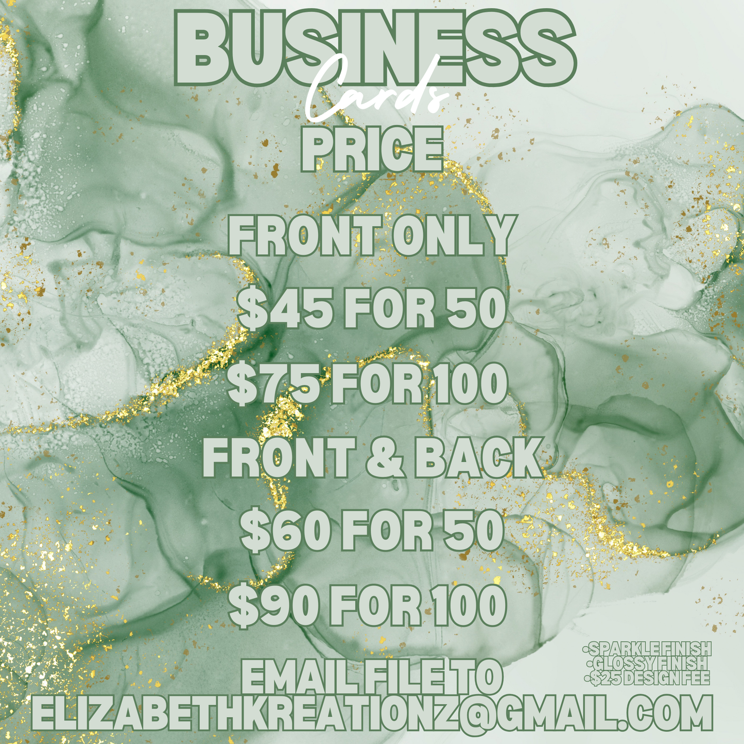 LAMINATED BUSINESS CARDS - SPARKLE | GLOSSY FINISH