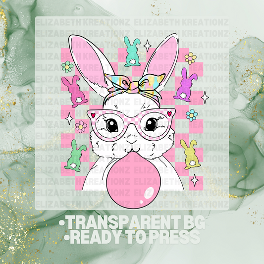 PINK EASTER BUNNY DTF TRANSFER