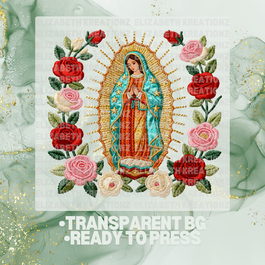 VIRGENCITA ROSES FAUX YARN DTF TRANSFER