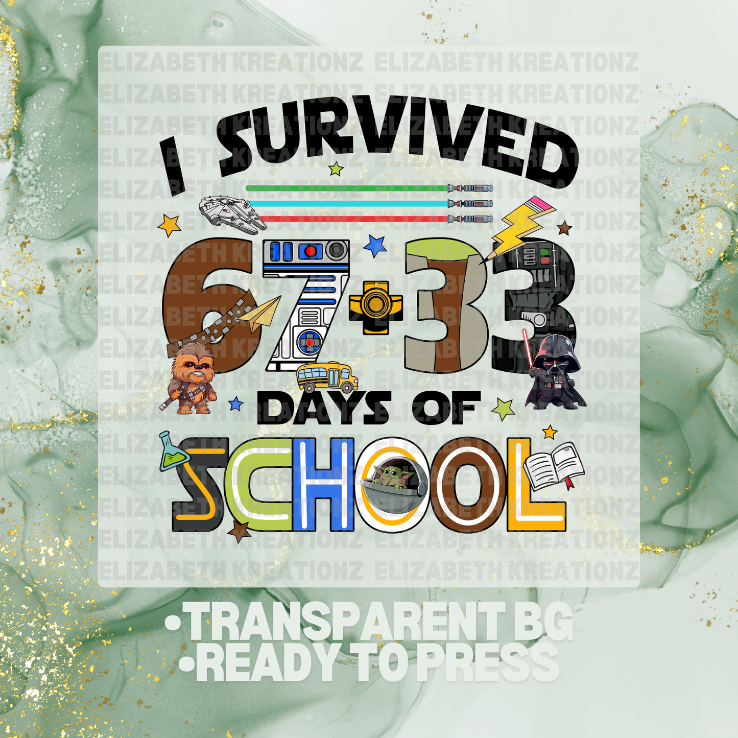 SW 67 + 33 DAYS OF SCHOOL BLUE DTF TRANSFER