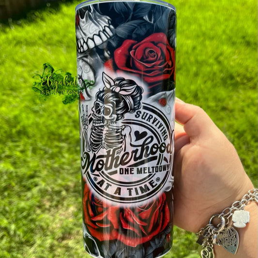 MOTHERHOOD SKULL ROSE TUMBLER